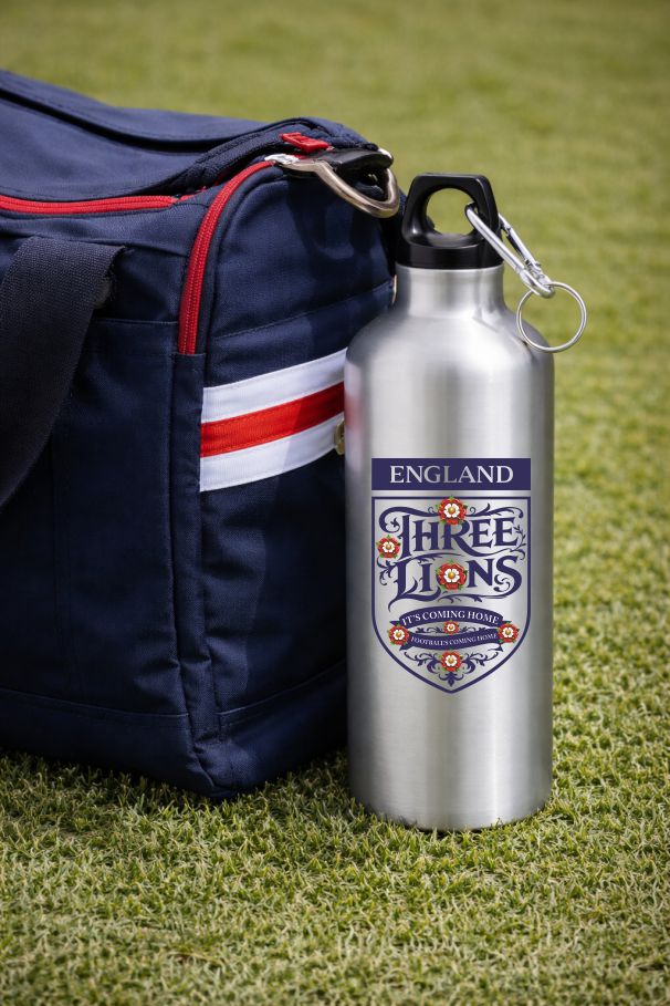 Aluminium Sports Bottle Blue Crest - England Three Lions