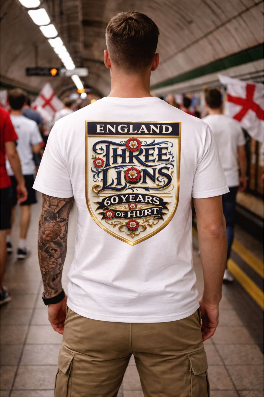 60 Years of Hurt Unisex Crew Neck T-Shirt - Three Lions England